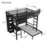 Full over Twin Black Metal Bunk Bed with Desk and Bookshelves Detachable Metal Bunk Bed with LED and Charge Station - 4 of 4