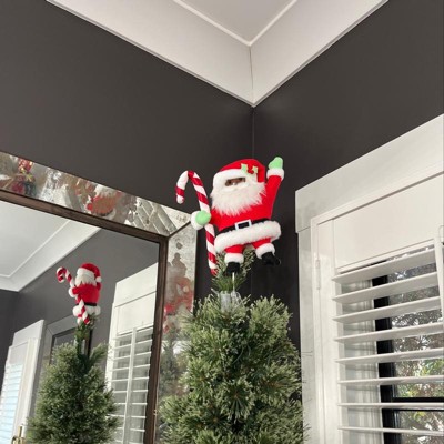 14.75 Fabric Santa with Candy Cane Christmas Tree Topper Red/White - Wondershop