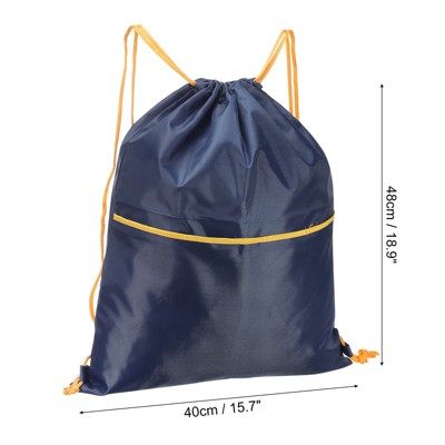 Unique Bargains Waterproof Adjustable Zip Pocket Drawstring Gym Backpack Bags for Women Men Navy Blue — фото 2