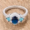 Slickblue Shades of Blue CZ Three Stone Engagement Ring, 1.3Ct, Rhodium & Hematite Plated, Contemporary Style, Size 5-10 - 2 of 3