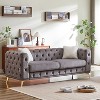 Kumasinova Velvet Chesterfield Sofa,Comfy Couch with Tufted Buttons,Spring Cushion,Metal Legs,2 Pillows,Sofa Couch for Living Room,Bedroom - 2 of 4