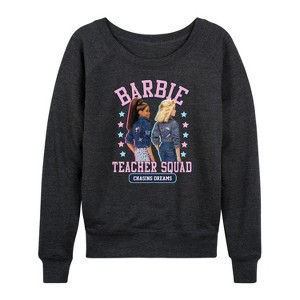 Women's - Barbie - Teacher Squad Lightweight French Terry Wide Neck Long Sleeve Shirt - 1 of 4