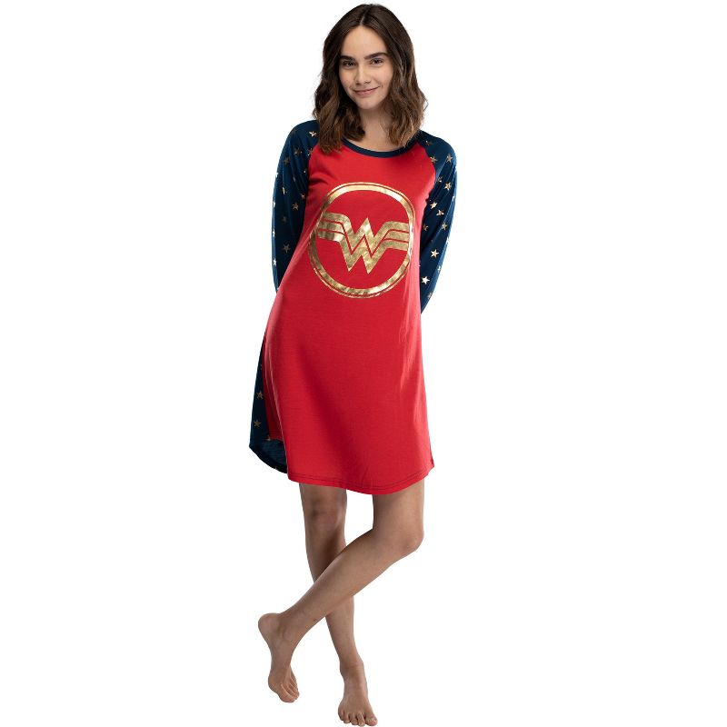 Wonder Woman Circle Logo Raglan Night Gown, 1 of 7