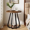 Lantine 2-Tier Small Round Side Table,   with Metal Frame and Lower Shelf, End Table for Small Spaces, Living Room, Bedroom, Vintage Brown & Black - 4 of 4