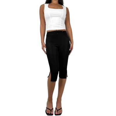 Women's High Rise Zipper Capri Pants - Et Clet