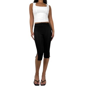Women's High Rise Zipper Capri Pants - Et Clet - 1 of 4