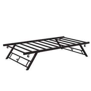 GustoWave Twin Size Pop Up Trundle Bed Frame, Trundle Day Bed with Lockable Casters, Foldable Metal Platform, 73.6'' - 1 of 4