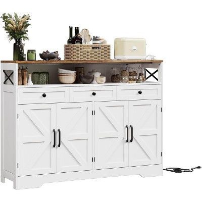 Buffet Cabinet with Adjustable Shelves, 4 Doors ,3 Drawers Kitchen Storage Cabinet