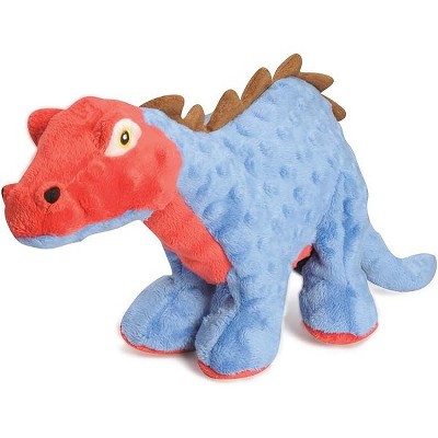 goDog Dinos Spike Squeaker Plush Pet Toy for Dogs & Puppies, Soft & Durable, Tough & Chew Resistant, Reinforced Seams - Blue, Large