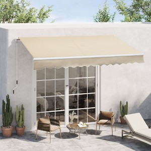 Sapphtopaz 12'x10' Retractable Awning Manual Patio Awnings Sunshade Shelter 280gsm UV Resistant with Manual Crank Handle - 1 of 4