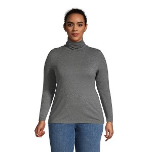 Lands' End Women's Lightweight Jersey Skimming Long Sleeve Turtleneck - 1 of 4