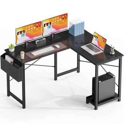 Dexmalle L-Shaped Computer Desk Home Office Desk with Side Storage Bag