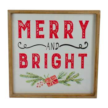Northlight 16" Wooden Framed "Merry And Bright" Metal Christmas Sign