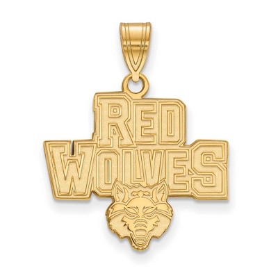 Black Bow Jewelry 10k Yellow Gold Arkansas State Red Wolves NCAA Large Pendant