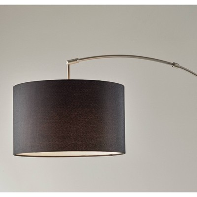 Modern Black Adjustable Arc Floor Lamp with Recycled Fabric Shade