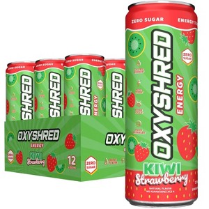 EHPlabs OxyShred Energy Drink - Zero Sugar, Zero Calories, with Amino Acids, Vitamin C, Green Tea Extract & Clean Caffeine - Kiwi Strawberry (12-Pack) - 1 of 4
