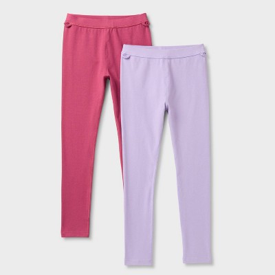 Girls' 2pk Adaptive Leggings - Cat & Jack™ Purple/Berry Pink