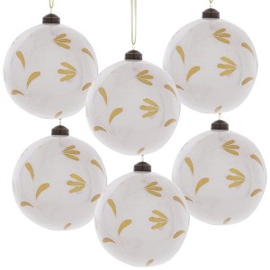 NAYSAYE Party Decoration and Accessories Set of 6 Glass Christmas Ball Ornament for Holiday Celebration, White, 3.9"*3.9"*0.09" - 1 of 4