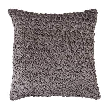 Saro Lifestyle Down-Filled Smocked Velvet Design Throw Pillow