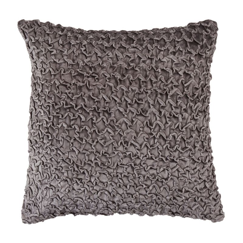 Saro Lifestyle Down-Filled Smocked Velvet Design Throw Pillow, 1 of 4