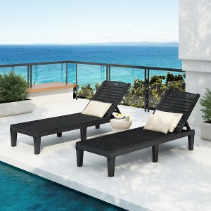 Chic Crate 2-Piece Outdoor Chaise Lounge Chair Set, Adjustable Resin Pool Loungers for Patio, Poolside & Beach - 1 of 4
