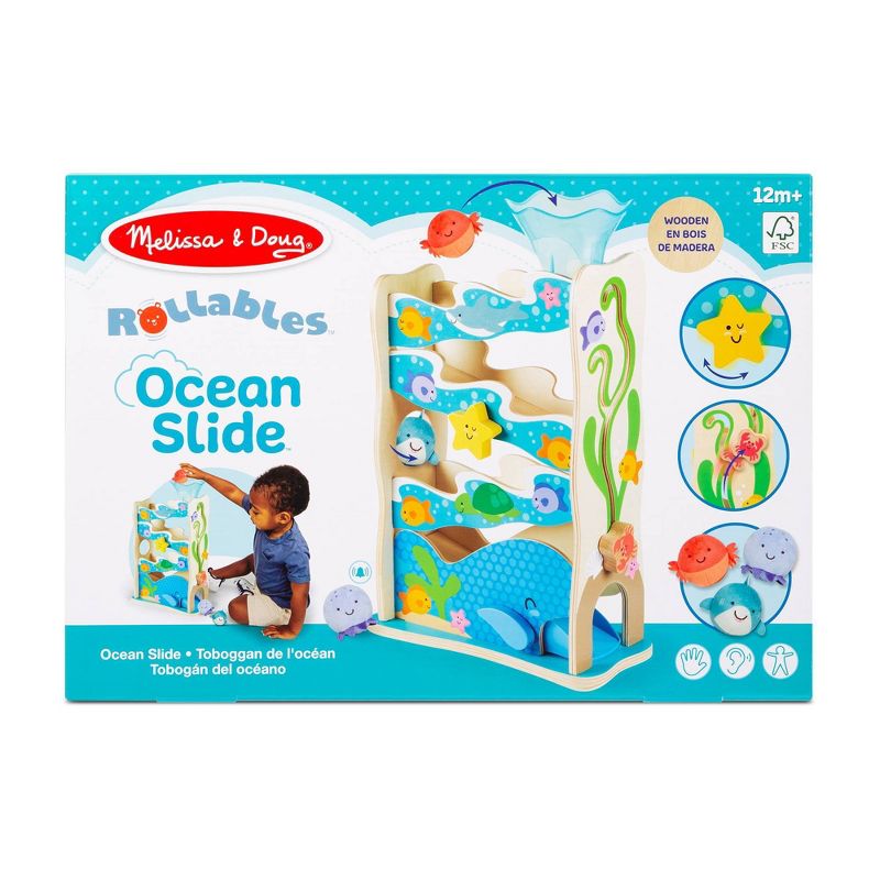 Melissa &#38; Doug Rollables Wooden Ocean Slide Infant and Toddler Toy (5pc), 4 of 13