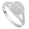 Pompeii3 1Ct TW Diamond Double Cushion Halo Engagement Ring in 10k White Gold - 2 of 4