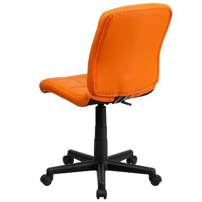 Mid-Back Armless Orange Vinyl Task Chair with Swivel