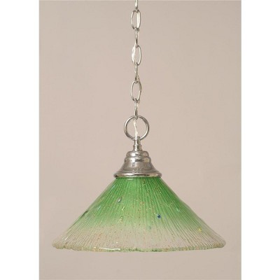 Toltec Lighting Any 1 - Light Pendant in  Chrome with 12" Kiwi Green Crystal Shade