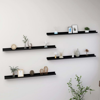 vidaXL Wall Shelves 4 pcs Black 39.4 inches x3.5 inches x1.2 inches