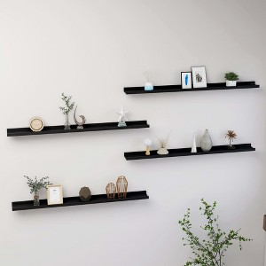 vidaXL Wall Shelves 4 pcs Black 39.4 inches x3.5 inches x1.2 inches - 1 of 4
