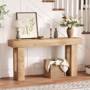 63in Long Console Table, Farmhouse Slim Entryway Sofa Table Behind The Couch - 1 of 4