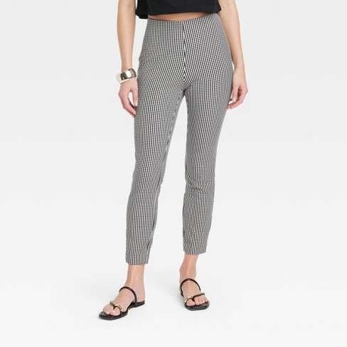 Women's Plaid High-Rise Skinny Ankle Pants - A New Day™ Black/Rust