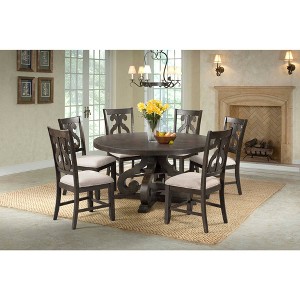 7pc Stanford Round Dining Set Brown - Picket House Furnishings