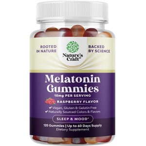 Organic 10mg Melatonin Gummies, Fast Acting Gummies for Adults, Enhanced Sleep Quality & Duration, Nature's Craft, 60 or 120ct - 1 of 4