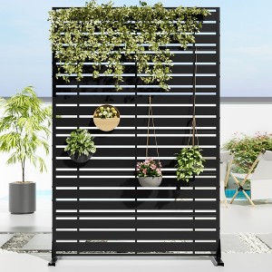 Lirago 72 in. Galvanized Metal Outdoor Privacy Screens Garden Outdoor Fence Black - 1 of 4