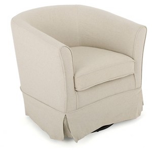 Cecilia Fabric Swivel Club Chair - Natural - Christopher Knight Home