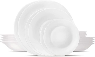 Bormioli Rocco 18 Piece White Moon Dinnerware, Service For 6, Tempered ...