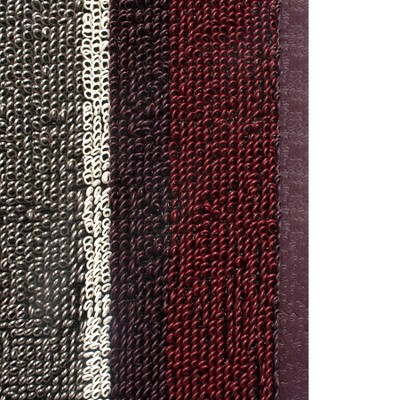 Red and Gray Striped Tufted Outdoor Door Mat, 29" x 18"