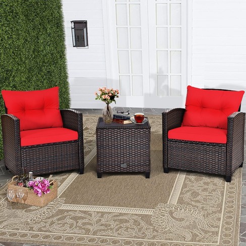 Red discount wicker chairs