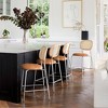 Arceso 24 Inch Faux Leather Rattan Counter Stool Set of 2,Modern Upholstered Round Counter Height Barstools for Home, Bar, Restaurants - 2 of 4