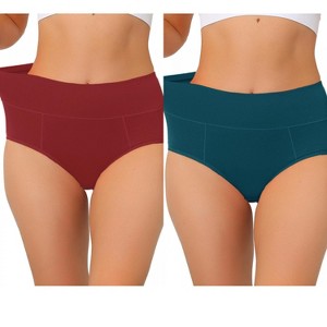 Allegra K Women's High Waist Available in Plus Size Tummy Control Briefs 2 Packs - 1 of 4