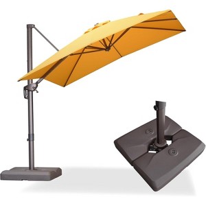 PURPLE LEA Cantilever Patio Umbrella with Base Included Square Umbrella with 360° Rotation and Aluminum Offset Hanging Outdoor Umbrella - 1 of 1
