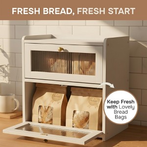 MOEPISY Vintage Breadbox Bread Storage Container Farmhouse Food Organizer Pantry Shelf (White) - 1 of 4