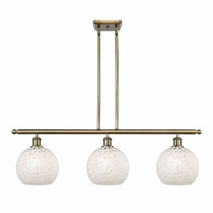 White Mouchette - 3 Light Stem Hung Island In Modern Style-10.5 Inches Tall and 36 Inches Wide - 1 of 1