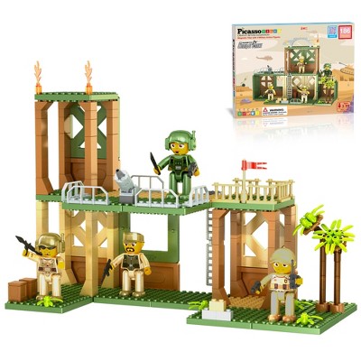 PICASSO-TILES 186 PC Military Combat Force Theme, Magnetic Tiles and Brick Compatible Set, STEM Toys for Kids 3+