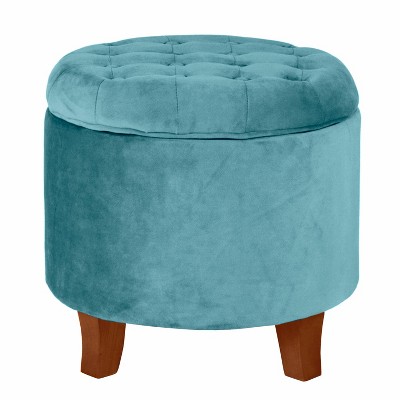 Large Round Button Tufted Storage Ottoman Teal Homepop Target