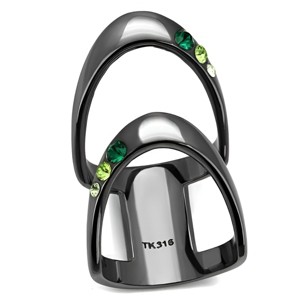 Slickblue Light Black Ring with Multi-Shade Green Crystal, Pave Design, Women’s Fashion Ring, Single-Tone, Sizes 5-10 - 1 of 4