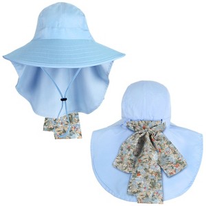 Tirrinia Women's Wide Brim Sun Hat with Floral Scarf, Foldable UV 50+ Protection Sun Cap for Outdoor Garden Beach Hiking Travel, Summer Essentials - 1 of 4
