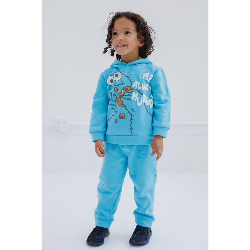 Sesame Street Elmo Cookie Monster Fleece Pullover Hoodie and Pants Outfit Set Toddler, 2 of 8